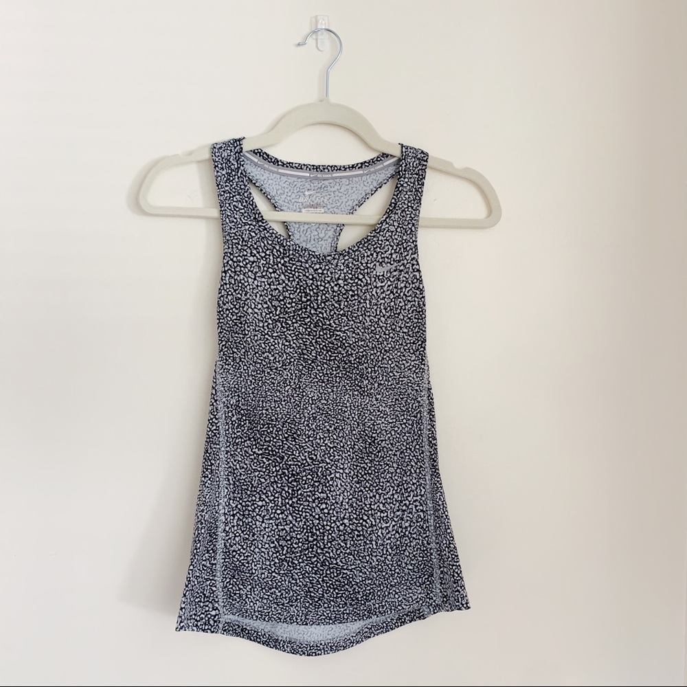 Nike Dri-Fit Racerback Tank Top Gray & White Pebble Pattern Size XS